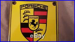Vintage Porsche Porcelain Gas Auto Stuttgart Service Station Dealership Sign