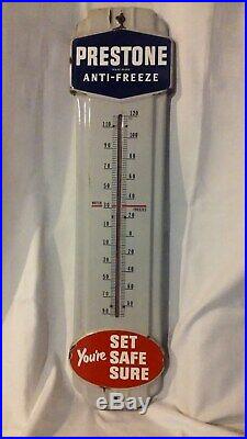 Vintage Prestone Anti Freeze Thermometer Sign 36 Porcelain Gas Oil Garage