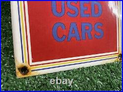 Vintage Quality Ok Used Cars Porcelain Sign Dealership Gas Oil Service Station
