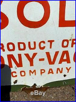 Vintage RARE LG Porcelain Mobil Socony Oil General Gas Gasoline Sign 48X48