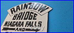 Vintage Rainbow Bridge Porcelain Niagra Falls Canada Park Gas Pump Plate Sign