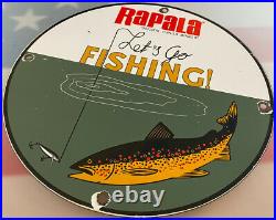 Vintage Rapala Takle Fishing Lures Porcelain Sign Gas Oil Mercury Outboard Penn
