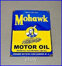 Vintage Rare 16 Mohawk Indian Porcelain Sign Car Gas Oil Truck Auto