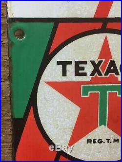 Vintage Rare Original 8x12 Texaco Sky Chief Gasoline Porcelain Pump Plate Sign