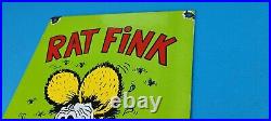 Vintage Rat Fink Porcelain Ed Big Daddy Roth Hot Rod Gas Service Pump Plate Sign
