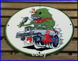 Vintage Rat Fink Porcelain Ed Roth Slimer Service Auto Mopar Ghostbusters Sign