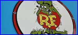 Vintage Rat Fink Porcelain Gas Oil Ed Roth Hot Rod Service Station Pump Sign