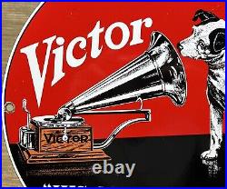 Vintage Rca Porcelain Sign Record Player Gramophone Gas Oil Nipper The Dog