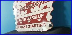Vintage Red Crown Gasoline Porcelain Gas & Oil Service Station Pump Plate Sign