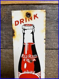 Vintage Red Rock Cola Porcelain Sign Gas & Oil Soda Beverage General Store Pop