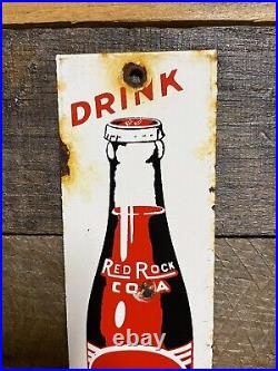 Vintage Red Rock Cola Porcelain Sign Gas & Oil Soda Beverage General Store Pop