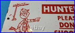 Vintage Reddy Kilowatt Porcelain Hunters Dont Shoot Gas Pump Plate Service Sign