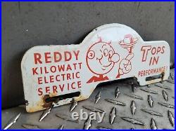 Vintage Reddy Kilowatt Porcelain Sign Gas Oil Electric Service Power Tag Topper
