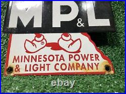 Vintage Reddy Kilowatt Porcelain Sign Gas Oil Minnesota Power Light Energy Co