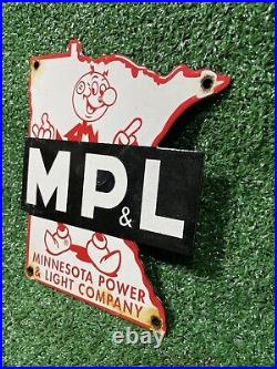 Vintage Reddy Kilowatt Porcelain Sign Gas Oil Minnesota Power Light Energy Co
