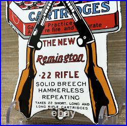 Vintage Remington. 22 Rifle Porcelain Sign Cartridges Umc Winchester Gas Oil Gun