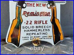 Vintage Remington Porcelain Sign Umc Ammo Gun Rifle Cartridges Firearms Gas Oil