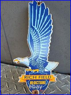 Vintage Richfield Porcelain Sign Gas Station Motor Oil Service Eagle Garage Lube
