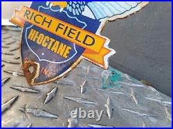 Vintage Richfield Porcelain Sign Gas Station Motor Oil Service Eagle Garage Lube