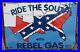Vintage Ride The South With Rebel Gas Porcelain Sign Southern Dixie'usa 53' Al