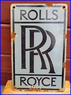 Vintage Rolls Royce Porcelain Sign British Automobile Dealer Automotive Gas Oil