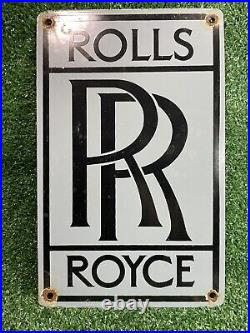 Vintage Rolls Royce Porcelain Sign Gas Oil Rr Luxury Automobile Uk Car Dealer