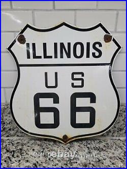 Vintage Route 66 Porcelain Sign Us Illinois Highway Transit Road Shield Gas Oil
