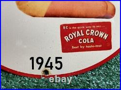 Vintage Royal Crown Porcelain Sign Rc Cola Soda Beverage Advertising Gas Oil