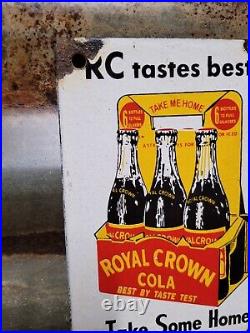 Vintage Royal Crown Porcelain Sign Rc Cola Soda Bottle Drink Pop Gas Oil Service