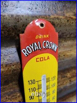 Vintage Royal Crown Porcelain Sign Thermometer Rc Cola Soda Drink Beverage Gas