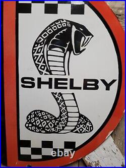 Vintage Shelby Porcelain Sign 30 Cobra 1962 Sport Car Gas Motor Oil Service Uk