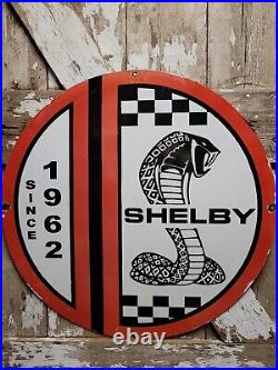 Vintage Shelby Porcelain Sign 30 Cobra 1962 Sport Car Gas Motor Oil Service Uk