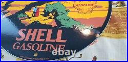Vintage Shell Gasoline Porcelain Forest Park Gas Oil 11 3/4 Service Ad Sign