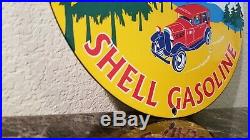 Vintage Shell Gasoline Porcelain Gas Auto Motor Oil Service Station Pump Sign