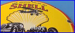 Vintage Shell Gasoline Porcelain Gas British Motor Oil Service Pump Plate Sign