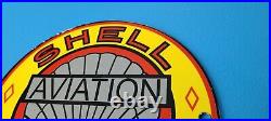 Vintage Shell Gasoline Porcelain Gas Oil Aviation Fuel Service Station Pump Sign