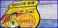Vintage Shell Gasoline Porcelain Highway Route 66 Gas Service Station Pump Sign