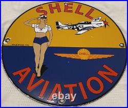 Vintage Shell Gasoline Porcelain Pin Up Sign, Gas Station, Pump Plate, Motor Oil