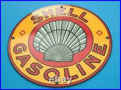 Vintage Shell Gasoline Porcelain Service Station Roxana Gas Oil Pump Plate Sign