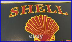 Vintage Shell Gasoline Porcelain Sign 12 X 20 Gas Service Station Motor Oil