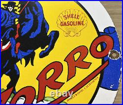 Vintage Shell Gasoline Porcelain Sign Gas Station Pump Motor Oil Service Zorro