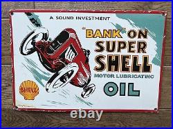 Vintage Shell Oil Porcelain Sign 16.5x11