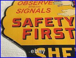 Vintage Shell Oil Porcelain Sign Gas Station Safety Advisory Prevent Forest Fire