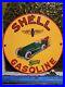 Vintage Shell Porcelain Sign Green Streak Race Car Motor Oil Gas Station Service