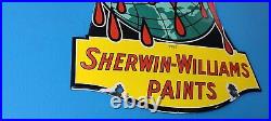 Vintage Sherwin Williams Paints Porcelain Swp Service Station Pump Plate Sign