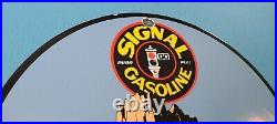 Vintage Signal Gasoline Porcelain Gas Motor Oil Purr Pull Service Pump Sign