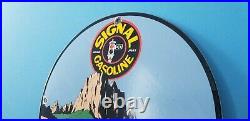 Vintage Signal Gasoline Porcelain Gas Motor Oil Purr Pull Service Pump Sign