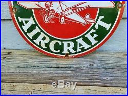 Vintage Sinclair Aircraft Porcelain Enamel Gas Station Pump Sign Early Rare