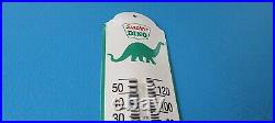 Vintage Sinclair Gasoline Porcelain Dino Gas Oil Sales Ad Sign On Thermometer