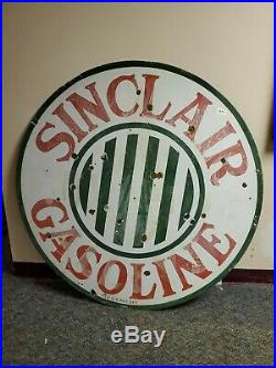 Vintage Sinclair Gasoline Porcelain Enamel Gas Pump Station Sign